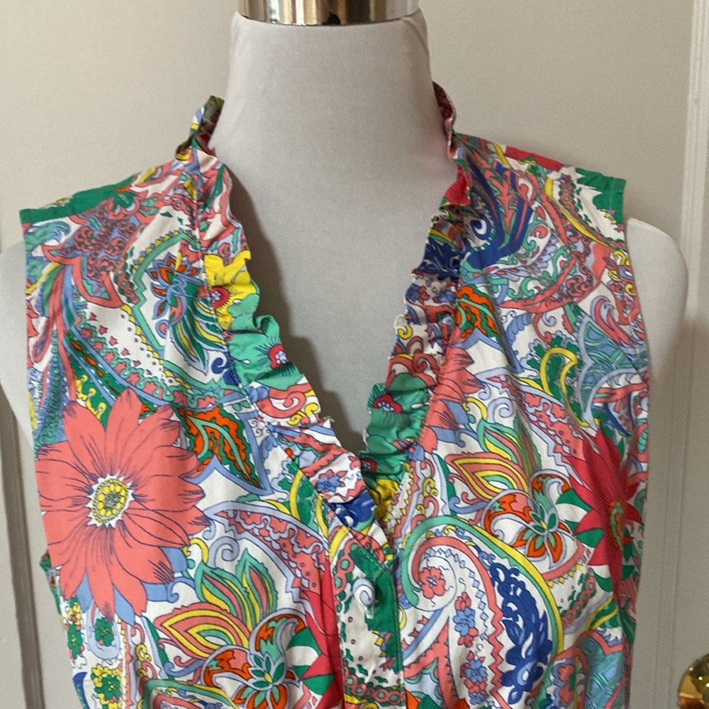 Talbots 100% cotton floral dress. Size 14 P. - Picture 2 of 8